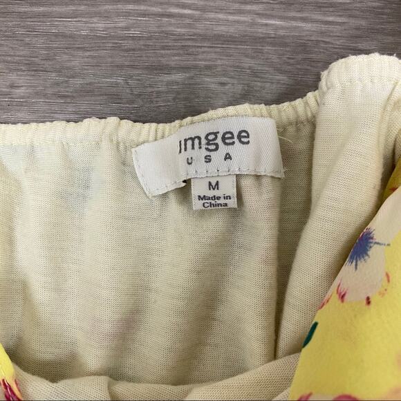 Umgee Ruffle Floral Star Dress Yellow Size M - Picture 7 of 8